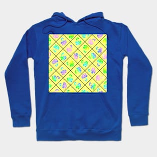 Window Pane Diagonal Floral Black Line on Yellow Hoodie